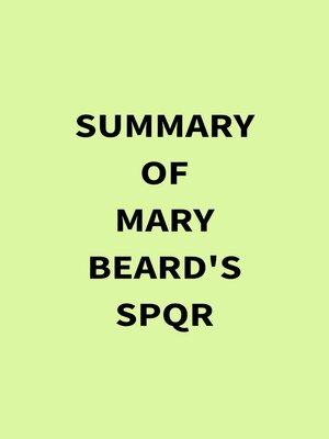 cover image of Summary of Mary Beard's SPQR